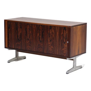 Dry Bar Tambour Cabinet in Rosewood and Metal from Nipu, Denmark, 1960s For Sale