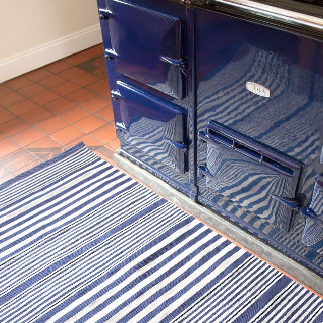 Dash & Albert Dash & Albert by Annie Selke Rugby Stripe Denim Indoor/Outdoor Rug, 4' x 6' For Sale - Image 4 of 6