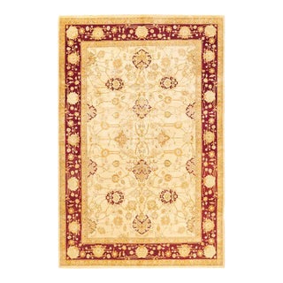 Mogul, One-of-a-Kind Hand-Knotted Area Rug in Ivory, 6' 2" x 8' 10" For Sale
