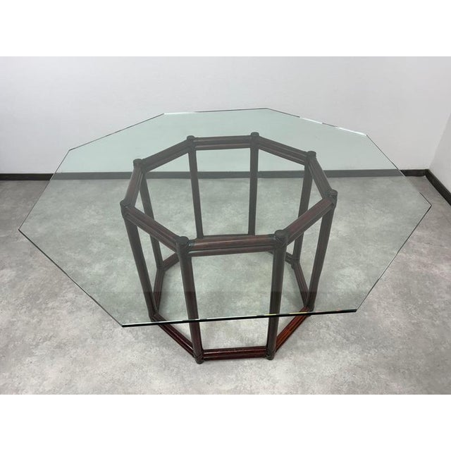 Brown Mid-Century Modern Dining Table and Chairs attributed to Gervasoni, 1970s, Set of 6 For Sale - Image 8 of 18