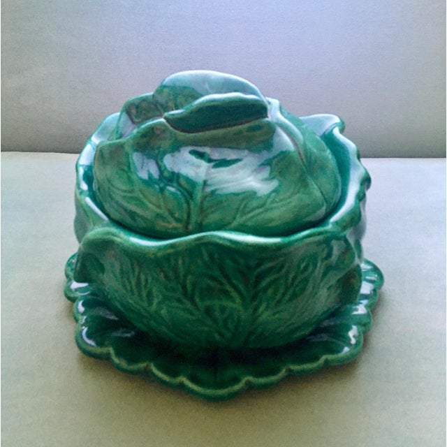 1960s Holland Mold Ceramic Cabbage Covered Dish For Sale - Image 11 of 13