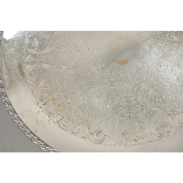 Silver Vintage Wm Rogers 767 Victorian Style Round Silver Plated Serving Platter Tray For Sale - Image 8 of 10