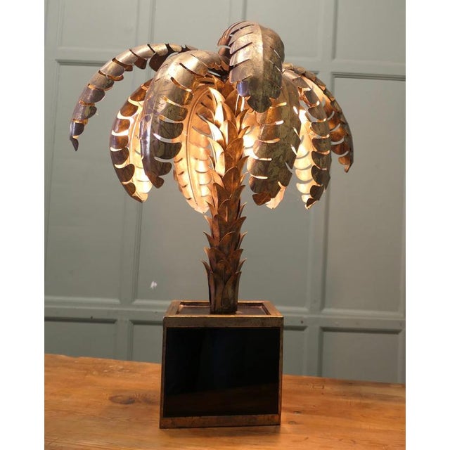 French Toleware Palm Tree Lamp from Maison Jansen, 1970 For Sale - Image 6 of 7