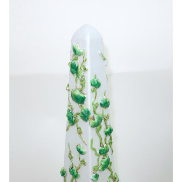 Vintage Chinese Ceramic Garden Ivy Obelisks, a Pair For Sale In Atlanta - Image 6 of 12
