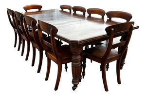 Extending Dining Table & 10 Chairs with 2 Leaves, Set of 11