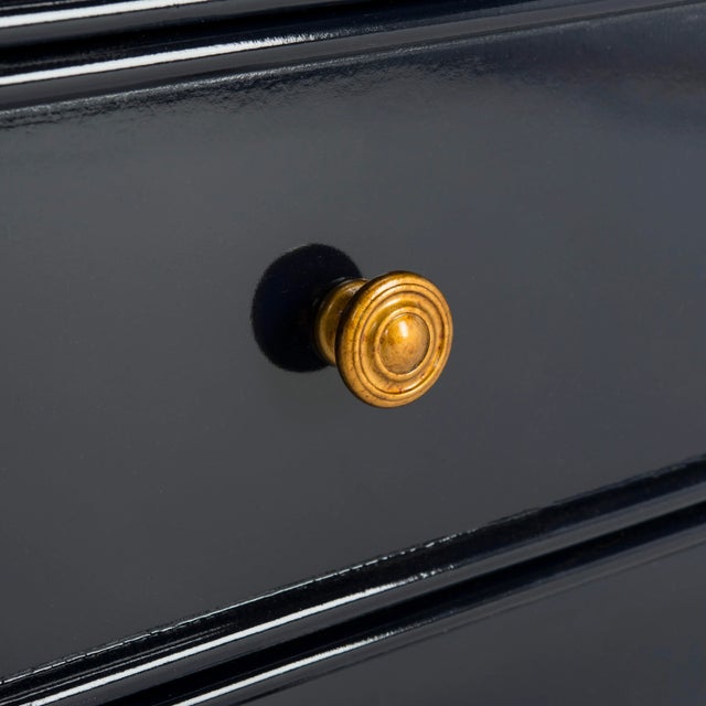 Wood Modern Coastal 3 Drawer 25" H Bamboo Nightstand, Navy For Sale - Image 7 of 9