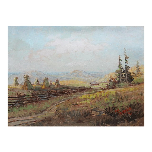 1951 Homestead Ranch Landscape Painting For Sale
