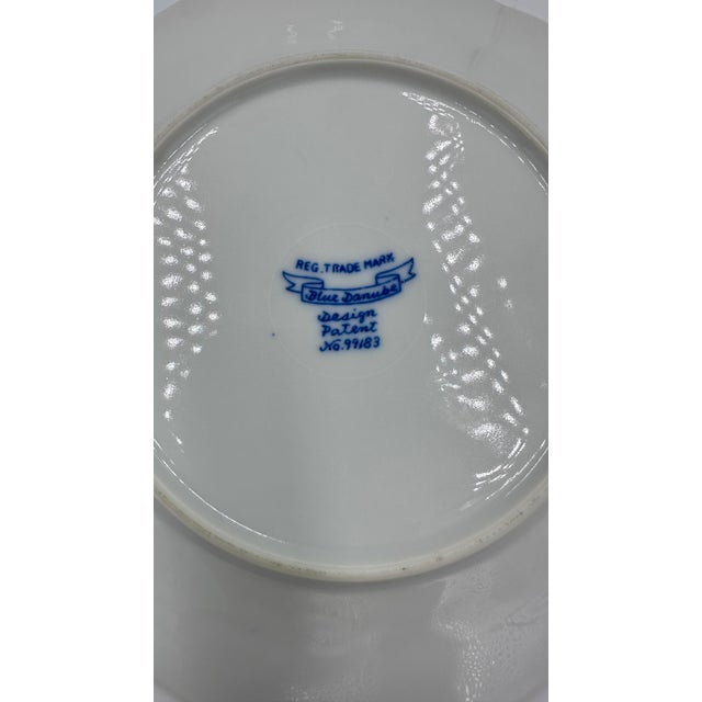 1950s 1950's Danube Blue Onion Blue & White Dessert Plate Set Ribbon Hallmark Logo - 3pcs For Sale - Image 5 of 5