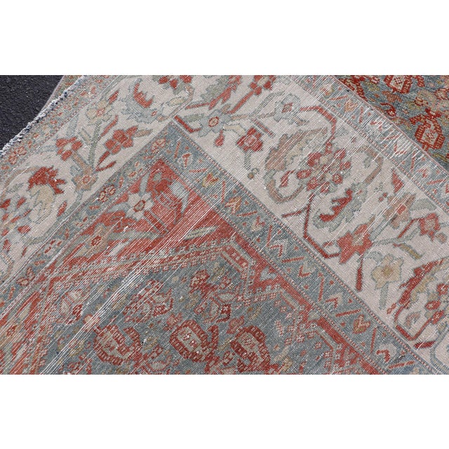 Antique Persian Malayer Gallery Rug With Blue Field and Red Boteh Design For Sale - Image 15 of 15