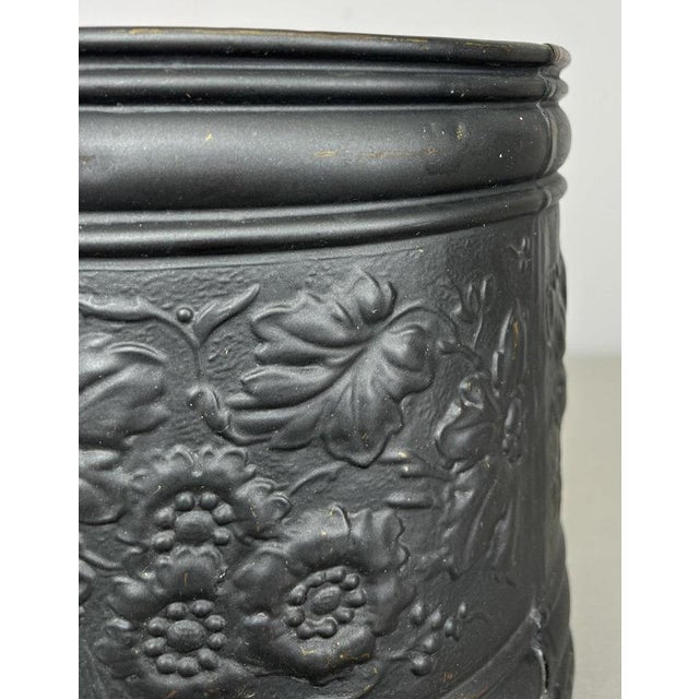 Vintage French Floral Painted Brass Jardiniere For Sale - Image 9 of 18