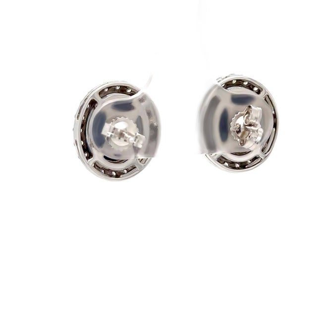 14ct White Gold Sapphire & Diamond Stud Earrings 7.56ct 4.66g, A Pair For Sale - Image 6 of 7