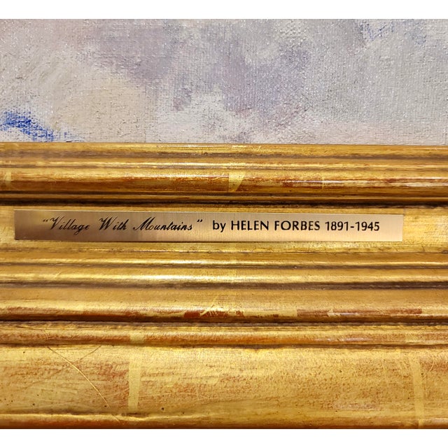 Textile Helen Katharine Forbes-Village by the Bay Area-1920s Impressionist Oil Painting For Sale - Image 7 of 9