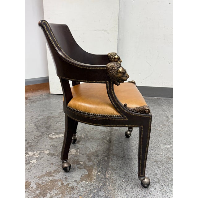 Maitland-Smith Neoclassical Lion Head Armchair + Casters For Sale In San Francisco - Image 6 of 12