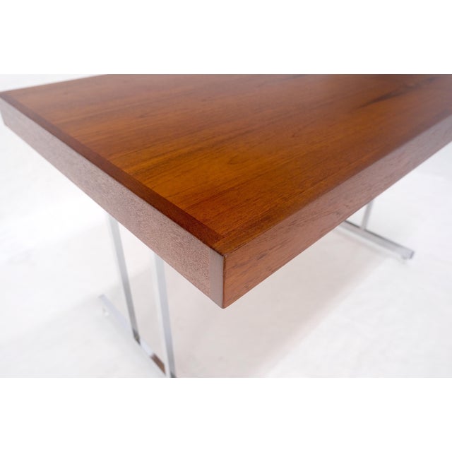 Danish Mid Century Modern Teak Top Chrome Legs Folding Desk Mint
