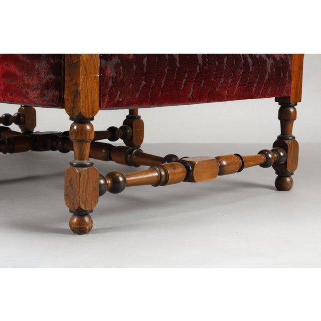 Large Louis XIII Sofas in Burgundy Red Velvet, 1900s, Set of 2 For Sale - Image 16 of 17