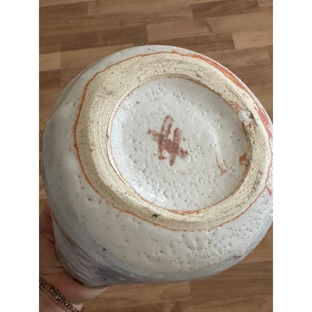 Japanese Vintage Shino Ware Studio Pottery Vase - Wabi Sabi Ikebana Vessel For Sale - Image 4 of 10