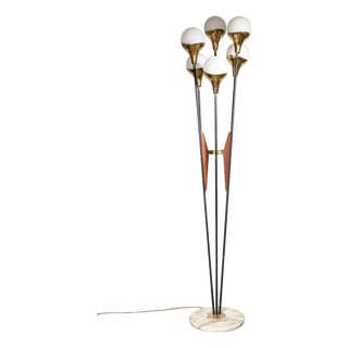 Alberello Floor Lamp by Stilnovo, Brass and Murano Glass, 1960s Italy For Sale