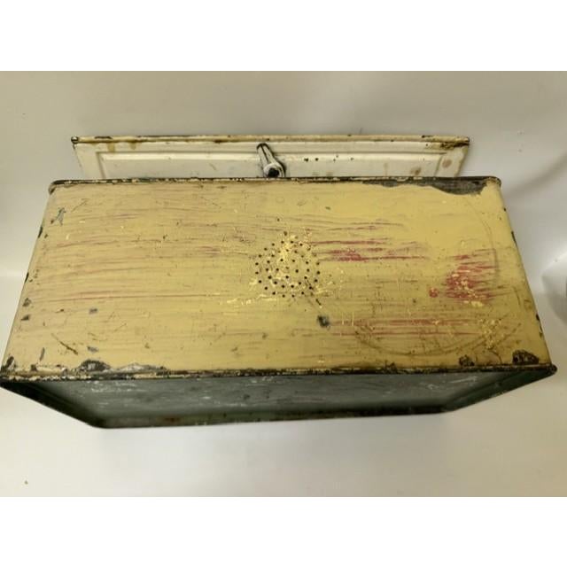 American Mid 20th Century Primitive American Metal Bread Box With Original Green Under-Patina For Sale - Image 3 of 12
