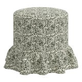 Stoffer Home x Cloth & Company Bernadette Ruffle Drum Ottoman in Willow Vine Olive For Sale