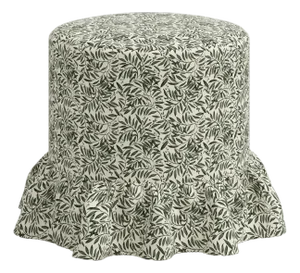 Stoffer Home x Cloth & Company Bernadette Ruffle Drum Ottoman in Willow Vine Olive