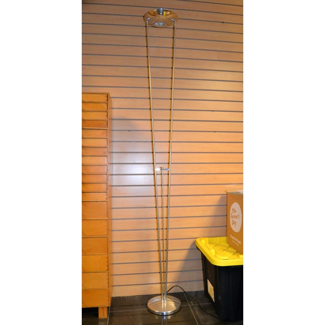 Vintage Italian Lamp 20th Century Estiluz Chrome Torchière Halogen Floor Lamp Leonardo Marelli Italy For Sale - Image 4 of 16