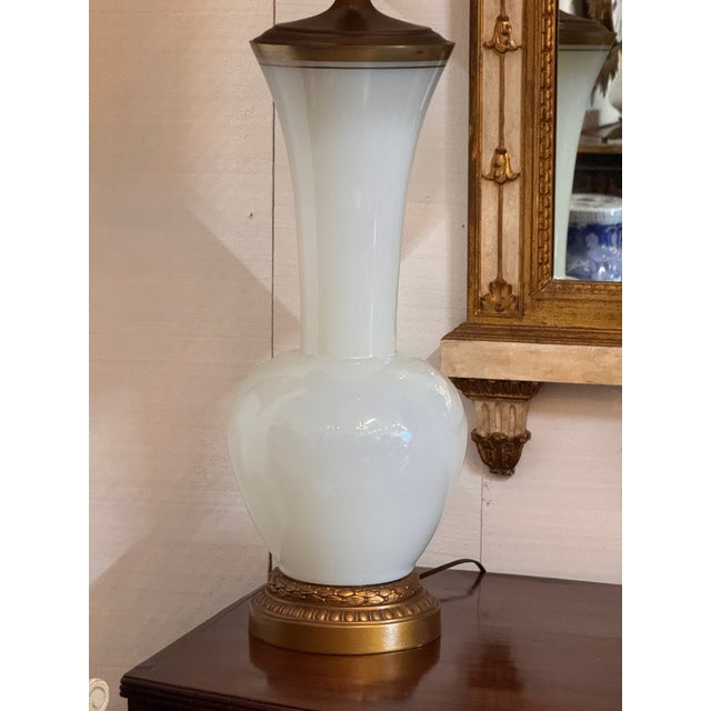 1950s 1950s Pair of Opaline Glass Lamps For Sale - Image 5 of 9