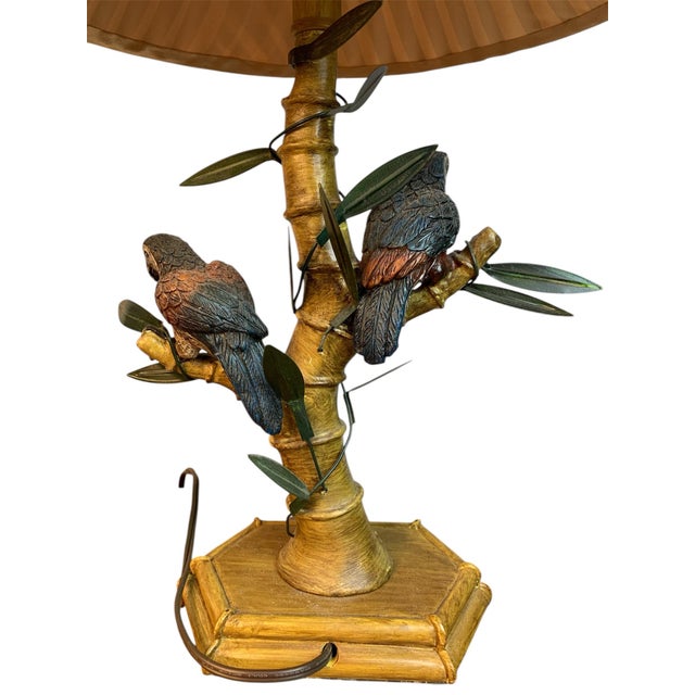 Mid-Century Modern Mid 20th Century Faux Bamboo Parrot Table Lamp For Sale - Image 3 of 9