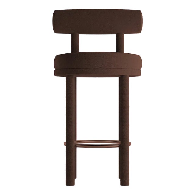 Collector Moca Bar Chair in Boucle Dark Brown by Studio Rig For Sale