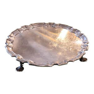 1970s Metropolitan Museum of Art Simeon Soumain Silver Plated Salver Tray by Gorham.