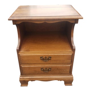 Heywood Wakefield Two-Tier Two-Drawer Cinnamon Bedside Table For Sale