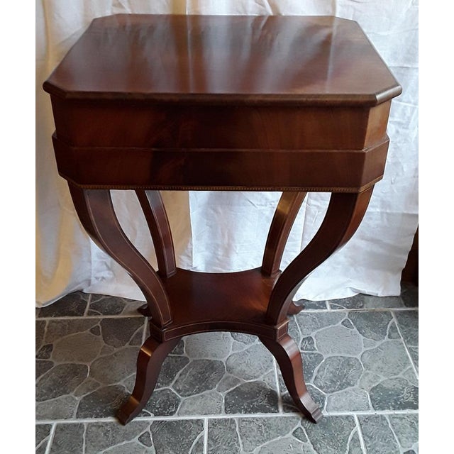 Antique German Biedermeier Sewing Table in Mahogany, 1830s For Sale - Image 12 of 14