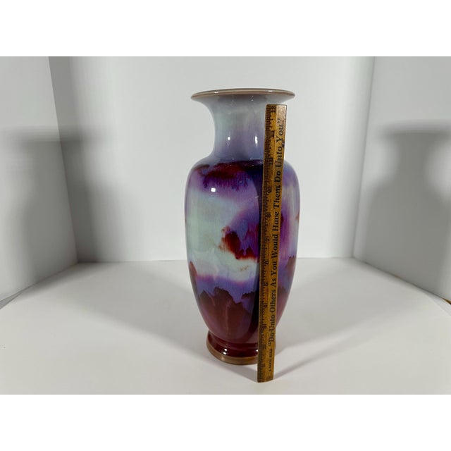 Early 20th Century Sang de Boeuf Porcelain Vase: Oxblood Flambe Glaze, Signed Chinese Vase For Sale - Image 9 of 10
