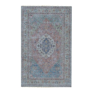 9x12 Coral Handwoven Wool Faded Medallion Motif Classic Traditional Carpet Rug For Sale