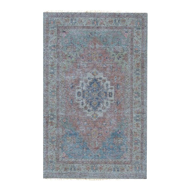 9x12 Coral Handwoven Wool Faded Medallion Motif Classic Traditional Carpet Rug For Sale