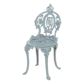 Victorian Style Blue Painted Cast Iron Side Chair For Sale