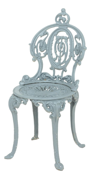 Victorian Style Blue Painted Cast Iron Side Chair