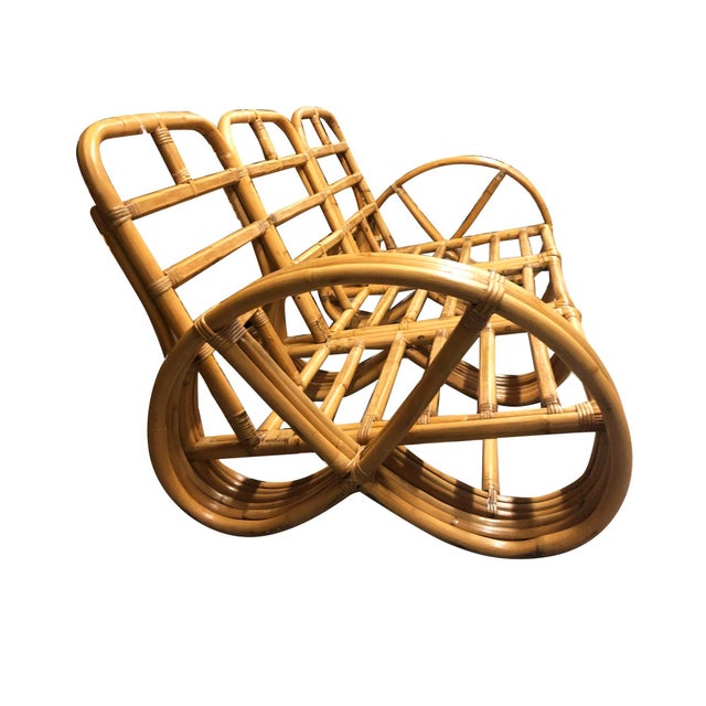 Restored Mid-Century Rattan 3-Strand Full Pretzel 3-Seat Sectional Sofa For Sale - Image 4 of 7