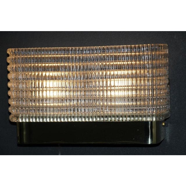 Rectangular Wall Lights Sconces in Textured Murano Glass, 1980s, Set of 2 For Sale - Image 10 of 15