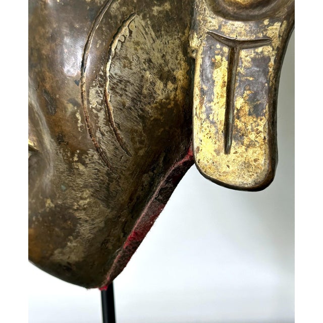 Tibetan Gilt Copper Alloy Mask on Display Stand For Sale - Image 14 of 18