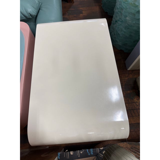 Art Deco 1980s Light Pink Laminate Waterfall Nightstand For Sale - Image 3 of 5