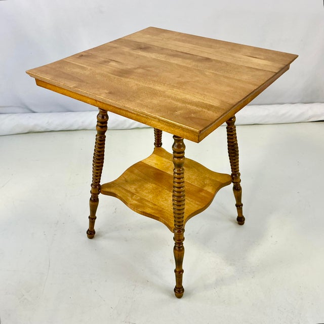1920s 1920s Antique Americana Boho Chic Bobbin Leg Maple Center Table. For Sale - Image 5 of 15
