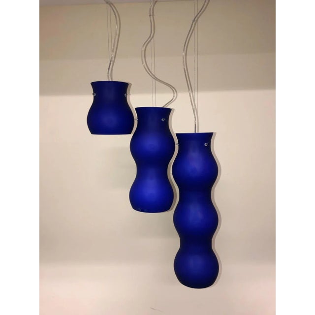 1990s Modern Murano Pendant Blue Glass For Sale - Image 9 of 13
