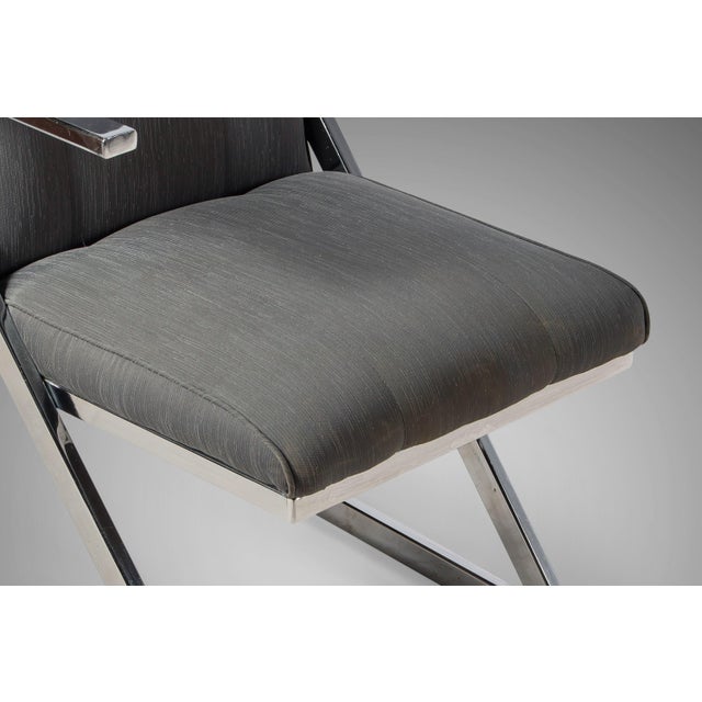 "Z" Dining Chairs in Chrome and Original Fabric by Milo Baughman, USA