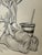 American 1940s Original Signed Graphite Illustration of Yawning Toddler With Cup, 11 × 9 In. For Sale - Image 3 of 6