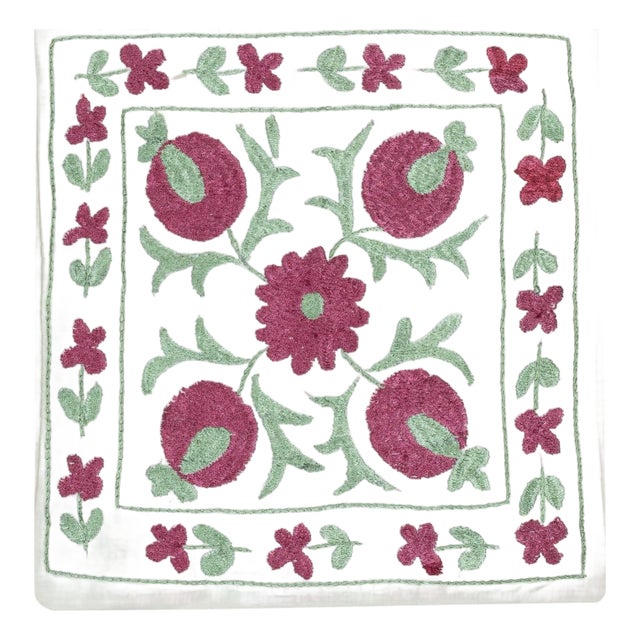 17"x19" Embroidered Throw Pillow. Handmade Cushion Cover. Cotton Lace Pillow For Sale