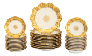Limoges Gilt Decorated Porcelain Tableware, 35 Pieces