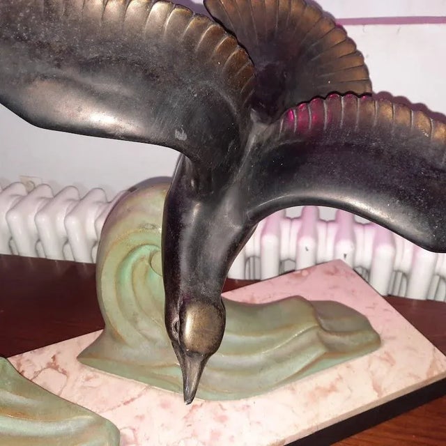 Art Deco Flight of Seagulls Statue, 1920s-1940s, Bronze For Sale - Image 6 of 7