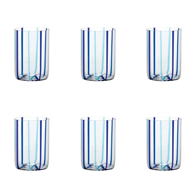 Contemporary Tirache Tumbler in Aquamarine & Blue - Set of 6 For Sale - Image 3 of 3