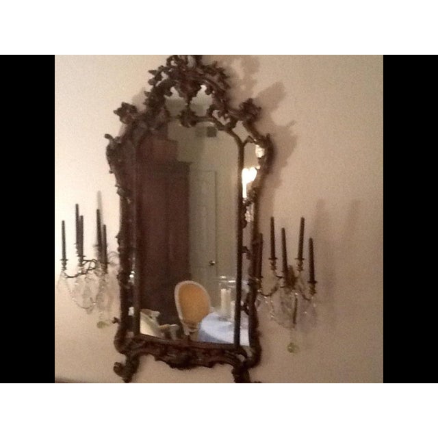 Large Antique 19th Century Rococco Venetian Carved Walnut & Gold Gilt Wall Mirror For Sale - Image 11 of 11