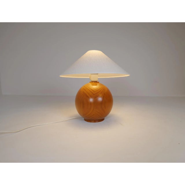 Tan Mid-Century Modern Swedish Solid Pine Sculptural Table Lamp, 1970s For Sale - Image 8 of 11